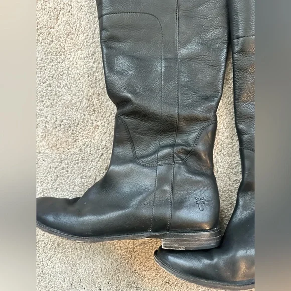 Frye Paige Tall Riding Boot Black Double Panels Womens Size 8 B - Picture 3 of 7